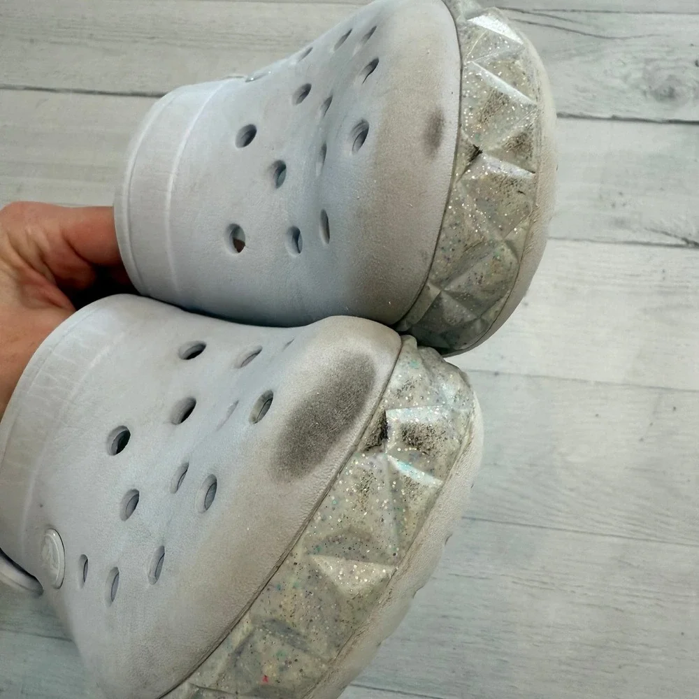 Crocs class is‎ slip on clogs geometric band pale purple juniors 3